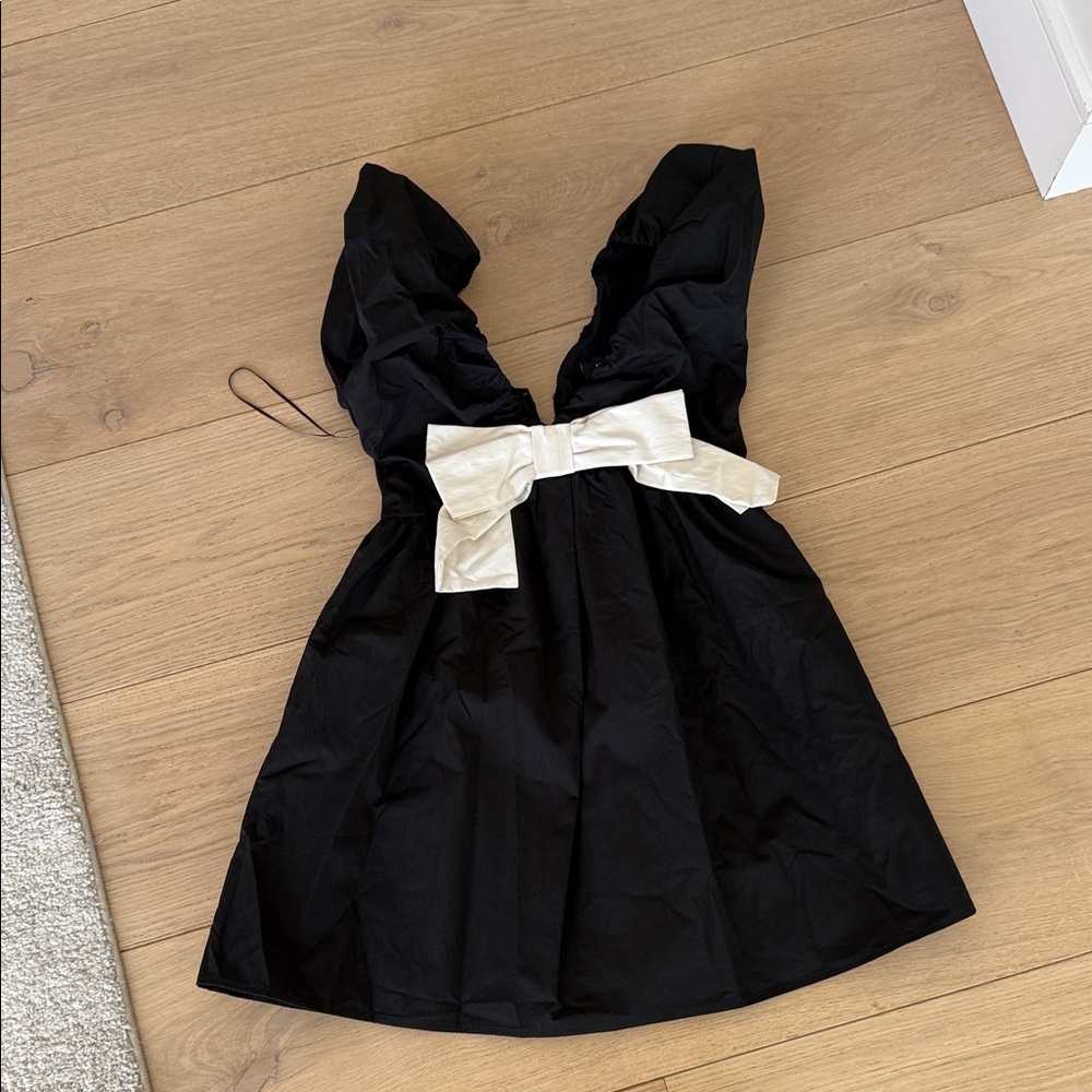 Vici Black Dress with Cream bow